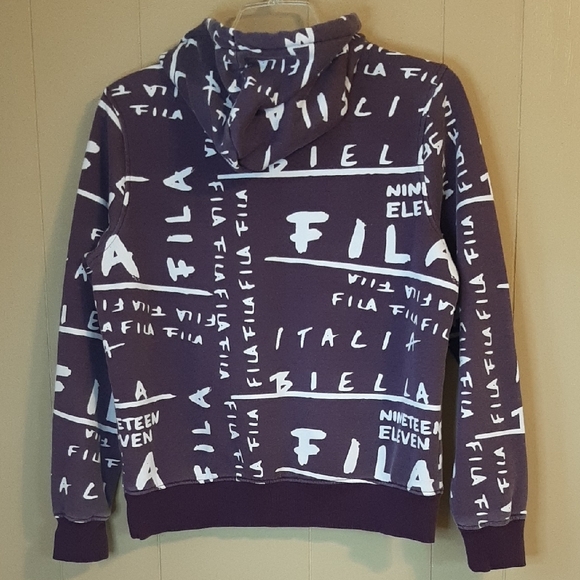 Fila Women's XL Hoodie Lavender Purple with White Graphics Fleece Lined - Picture 8 of 11